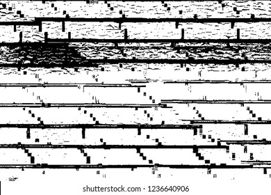 Glitch overlay distress texture. Cyber hacker attack theme creative design template. Grunge glitched black and white background. EPS10 vector.