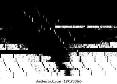 Glitch overlay distress texture. Cyber hacker attack theme creative design template. Grunge glitched black and white background. EPS10 vector