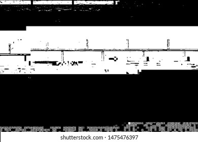 Glitch overlay distress texture. Cyber hacker attack theme creative design template. Grunge glitched black and white background. EPS10 vector