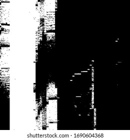 Glitch overlay distress texture. Cyber hacker attack theme creative design template. Grunge glitched black and white background. EPS10 vector