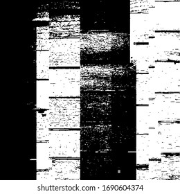 Glitch überlagert Stress Textur. Cyber-Hacker Angriff Theme Creative Design Vorlage. Grunge glitzernder schwarz-weißer Hintergrund. EPS10-Vektorillustration