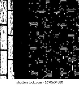 Textura de malla superpuesta. Plantilla de diseño creativo del tema del ataque de ciberhackers. Fondo negro y blanco resplandeciente. Vector EPS10