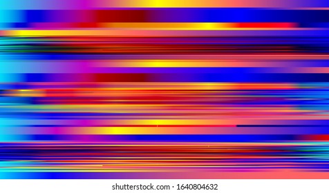 Glitch pattern, digital color background with speed lines, dynamic motion print, vector illustration
