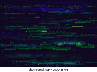 Glitch Pattern Digital Cyberpunk Technology Vector Illustration. Experimental Optical Texture Design, Geometric Colorful Decorative Elements In Abstract Nostalgic Fashion Composition Background