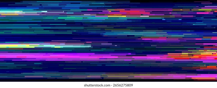 Glitch pixel background with cyberpunk screen effects and digital noise patterns. Retro VHS static overlay and neon error lines for gamer designs. Futuristic 80s retrowave aesthetic vaporwave.