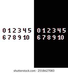 glitch pixel numbers icon. Vector pixel art number from 0 to 10 8 bit logo for game