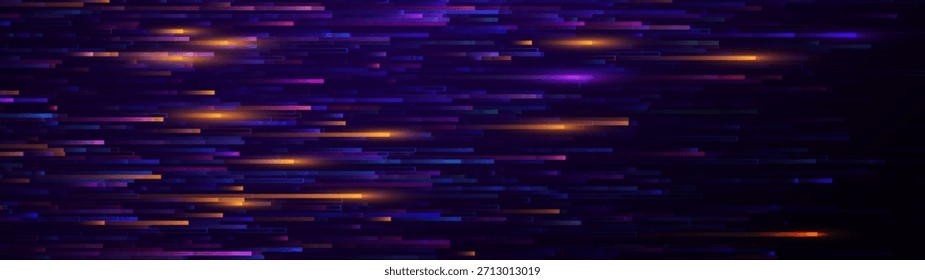 Pantalla de píxeles de error. Fondo Abstractas Cyberpunk Purple Glitched. Efecto de ruido Abstractas Video, error de daño, datos estilizados líneas dañadas. Ilustración vectorial. 