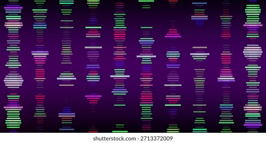 Glitch Pixel Textur. Auflösung von Videofarben. Digitaler Videofehler. Abstrakte Verzerrungselemente. Hintergrund des Retro-Spiels. Pixelrauscheffekt. Vektorgrafik.	