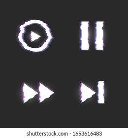 Glitch Play Button, Pause, Record Glitch Effect