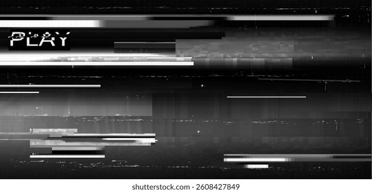 Glitch play retro  static. Black - White pixel noise background
