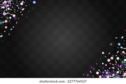 Glitch Polka Iridescent Vector Transparent Background. Colorful Top Foil Banner. Invitation Texture. Unicorn FallingFestive Pattern.