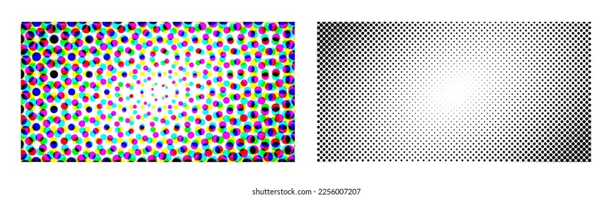 Glitch pop art background dotted pattern texture vector image vivid retro effect, comic fun pink black blue dots overlay halftone, polka half tone gradient noise frame popart design background graphic