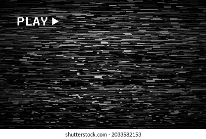 Glitch retro backdrop. Old video template. VHS no signal effect. Abstract videotape background. Old horizontal distortions. Low quality analog camera. Vector illustration.