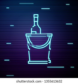 Glitch screen with Champagne bottle in a bucket with ice