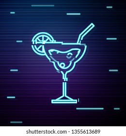 Glitch screen with Cocktail vector icon, alcohol symbol