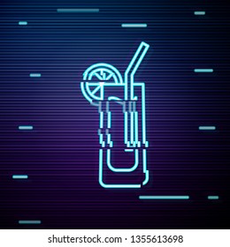 Glitch screen with Cocktail vector icon, alcohol symbol