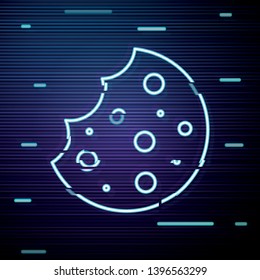 Glitch screen with Cookie icon. Biscuit cookie or biscotti vector icon