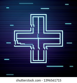 Glitch screen with Crossroad vector icon