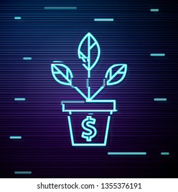 Glitch screen with Dollar plant vector icon sign symbol