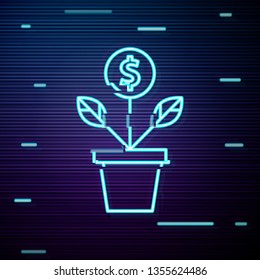 Glitch screen with Dollar plant vector icon sign symbol. Money tree