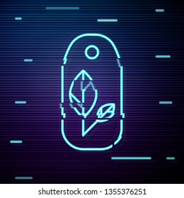 Glitch screen with Eco friendly sign a paper price tag. Nature symbol