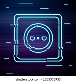 Glitch screen with Electrical Outlet icon. Power Symbol, logo illustration.