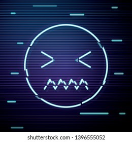 Glitch screen with Emoji icon. Range to assess the emotions of your content. User experience.