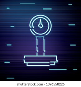 Glitch screen with Libra, scale line icon. Price comparison symbol, logo illustration