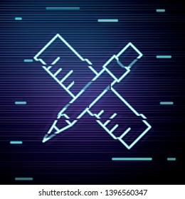 Glitch screen with Line icon- Pencil and ruler