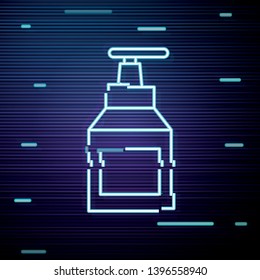 Glitch screen with Liquid cream soap line icon. Cosmetic symbol