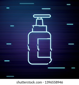 Glitch screen with Liquid soap line icon. Cosmetic symbol