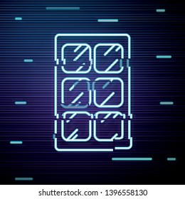Glitch screen with Makeup powder icon, cosmetic concept for your design.