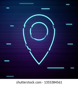 Glitch screen with Maps pin. Location pin. Location map icon.