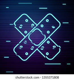 Glitch screen with Medicine patch icon. Healthcare symbol