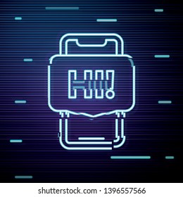 Glitch screen with Message "Hi"on smartphone
