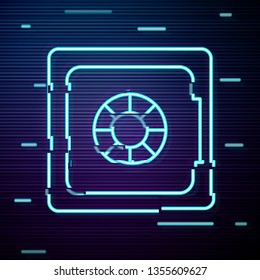 Glitch screen with Money safe vector icon. Security concept