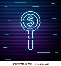 Glitch screen with Money search logo - currency and dollar sign. Finance tool