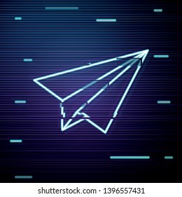 Glitch screen with Paper plane icon vector. Send Message