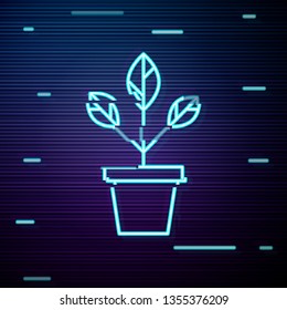 Glitch screen with Plant pot concept icon. Flower illustration