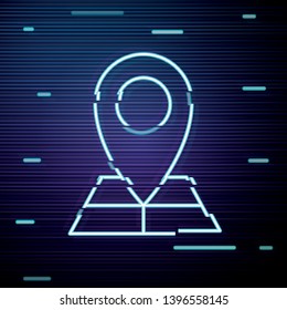 Glitch screen with Point on the map. Destination element.