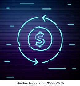 Glitch screen with Receiving Money Icon. Exchange dollar