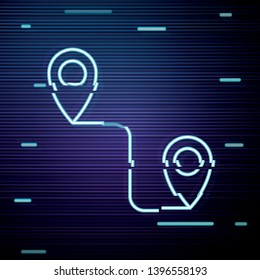 Glitch screen with Route location vector icon. Concept of path or road