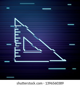 Glitch screen with Ruler icon. Triangle ruler simple illustration.