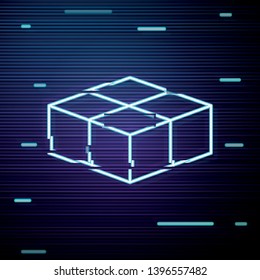 Glitch screen with Shipping box icon. Logistics delivery sign. Parcels tracking symbol.