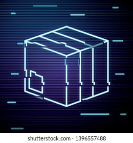 Glitch screen with Shipping box icon. Logistics delivery sign. Parcels tracking symbol.