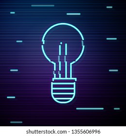 Glitch screen with Simple light bulb icon. Idea sign concept