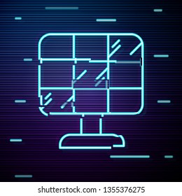 Glitch screen with Solar panel icon vector. Alternative energy