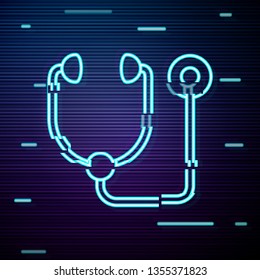 Glitch screen with Stethoscope icon. Symbol for your web site design. Medical and Health Care Stethoscope logo