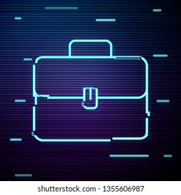 Glitch screen with Suitcase icon. Briefcase vector illustration