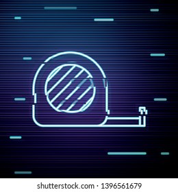 Glitch screen with Tape measure icon, measuring tool, ruler.
